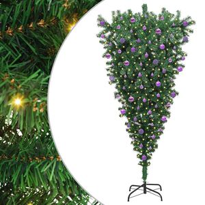 vidaXL &Aacute;rbol de Navidad artificial preiluminado al rev&eacute;s con set de bolas