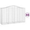 vidaXL Cestas de gaviones 8 uds forma de arco hierro 200x50x120/140 cm