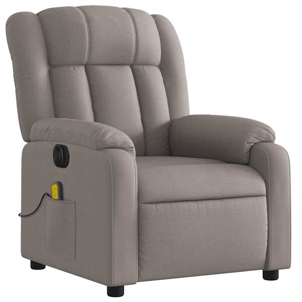 vidaXL Sill&oacute;n reclinable de masaje el&eacute;ctrico tela gris taupe