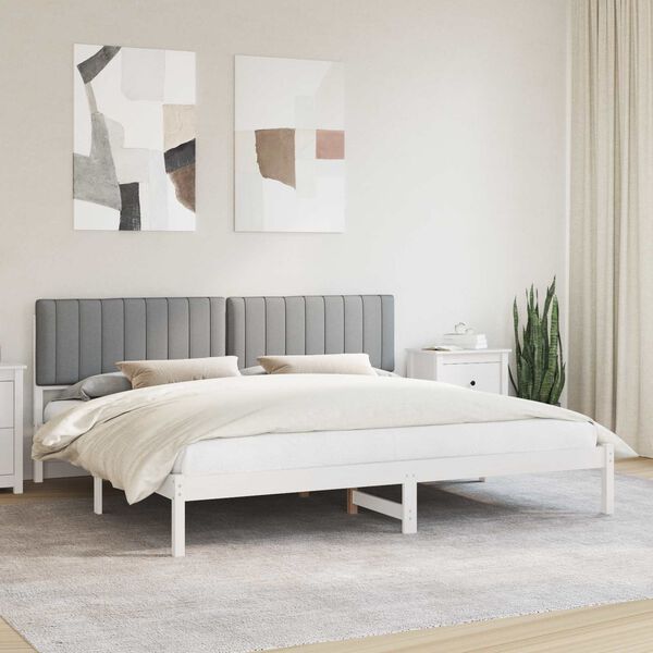 vidaXL Estructura de Cama con Cabecera Tapizada Gris Claro
