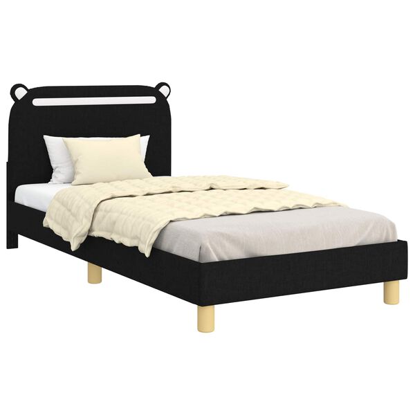 vidaXL Cama para niños con cabecero Negro 90 x 200 cm tela