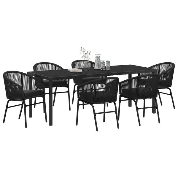vidaXL Conjunto de Comedor de Jard&iacute;n 7 pcs Negro