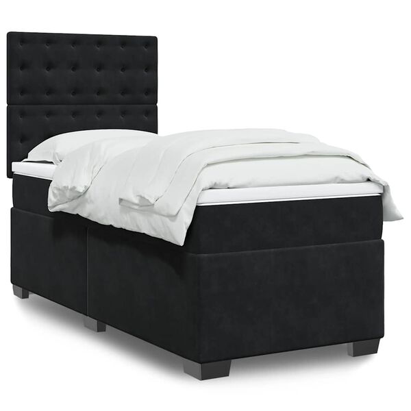 vidaXL Cama box spring con colch&oacute;n cuero sint&eacute;tico negro 90x190 cm