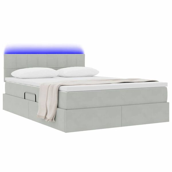 vidaXL Cama con almacenamiento y LED Gris Claro 140 x 200 cm