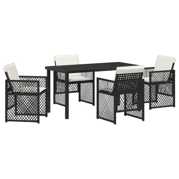 vidaXL Conjunto de Comedor de Jard&iacute;n 5 pcs Negro rat&aacute;n sint&eacute;tico