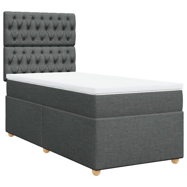 vidaXL Cama box spring con colch&oacute;n tela gris oscuro 80x200 cm
