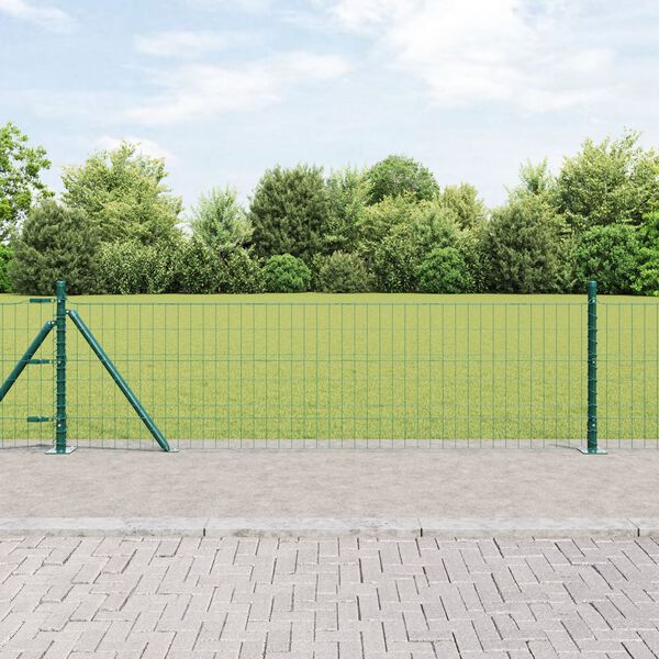 vidaXL Valla con Poste Verde 0,4 x 10 m Acero y PVC