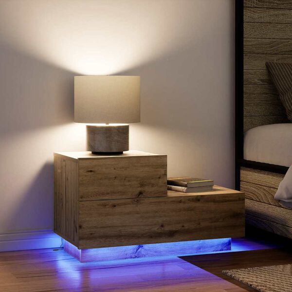 vidaXL Armario de Noche con caj&oacute;n Roble artesanal 70 x 36 x 40,5 cm