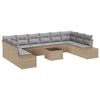 vidaXL Conjunto de sof&aacute; de jard&iacute;n 11 uds. Beige rat&aacute;n sint&eacute;tico