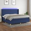 vidaXL Cama box spring colch&oacute;n y luces LED tela azul 200x200 cm
