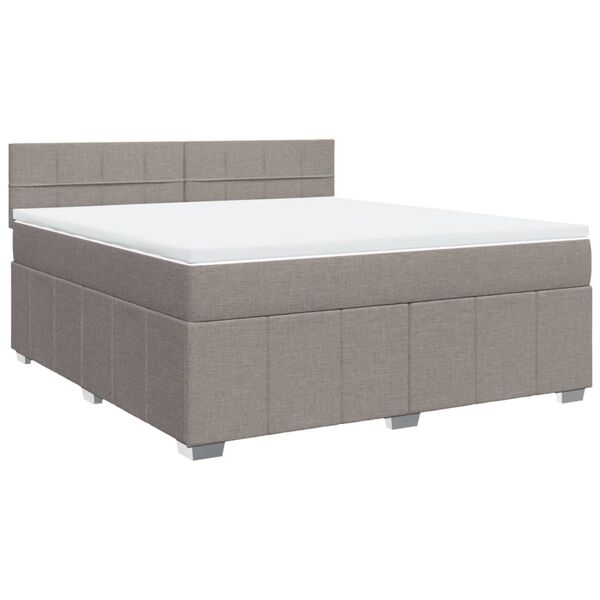 vidaXL Cama box spring con colch&oacute;n tela gris taupe 180x200 cm