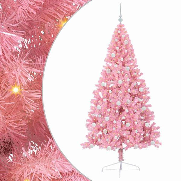 vidaXL &Aacute;rbol de Navidad Artificial Preiluminado Rosa 210 cm PVC