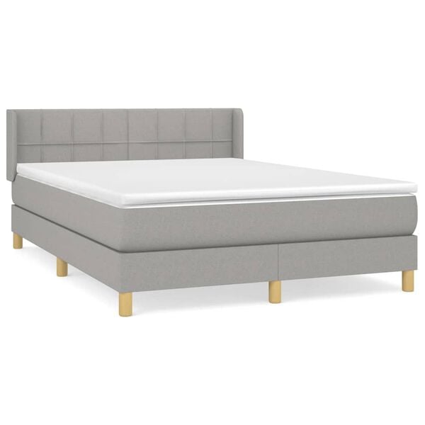 vidaXL Cama box spring con colch&oacute;n tela gris claro 140x200 cm