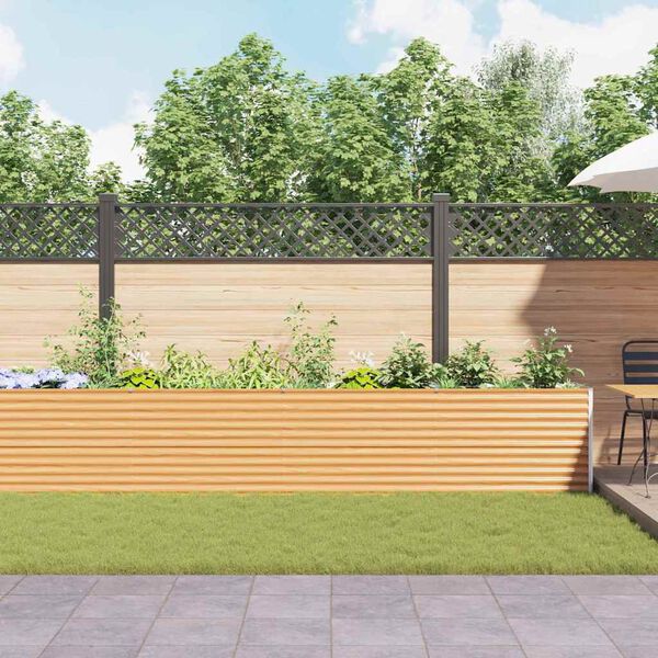 vidaXL Arriate elevado Marr&oacute;n Claro 582 x 50 x 68 cm Acero Galvanizado