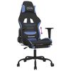 vidaXL Silla gaming con reposapiés tela negro y azul