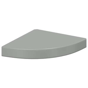 vidaXL Estante flotante de esquina gris con brillo MDF 25x25x3,8 cm