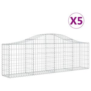 vidaXL Cestas de gaviones 5 uds forma de arco hierro 200x30x60/80 cm