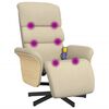 vidaXL Sill&oacute;n reclinable de masaje con reposapi&eacute;s tela color crema