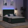 vidaXL Cama con almacenamiento y LED con LED Verde oscuro 140 x 190 cm