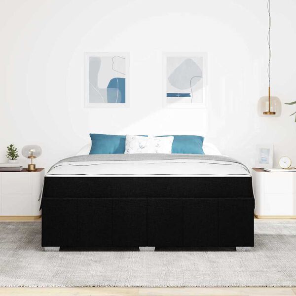 vidaXL Estructura de cama con colch&oacute;n Negro 180 x 200 cm tela