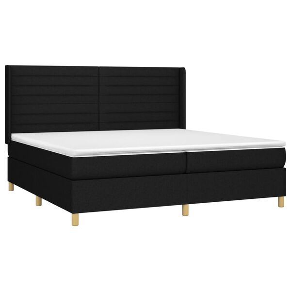 vidaXL Cama box spring con colch&oacute;n tela negro 200x200 cm