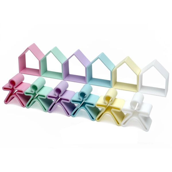 d&euml;na Conjunto de juguetes de silicona ni&ntilde;os y casas Pastel 12 piezas