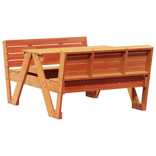 vidaXL Mesa de p&iacute;cnic para ni&ntilde;os madera pino marr&oacute;n cera 88x122x58 cm