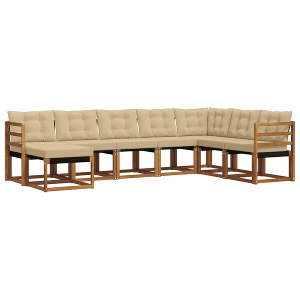 vidaXL Conjunto de sof&aacute;s de exterior con coj&iacute;n 8 pcs Natural y Beige