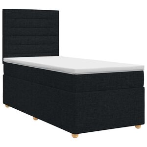 vidaXL Cama box spring con colch&oacute;n con cabecera Negro 80 x 200 cm Tela