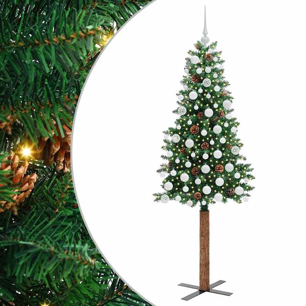vidaXL &Aacute;rbol de Navidad Delgado con 300 LED con soporte Verde 180 cm