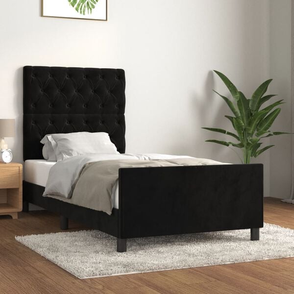 vidaXL Estructura de cama sin colch&oacute;n terciopelo negro 80x200 cm