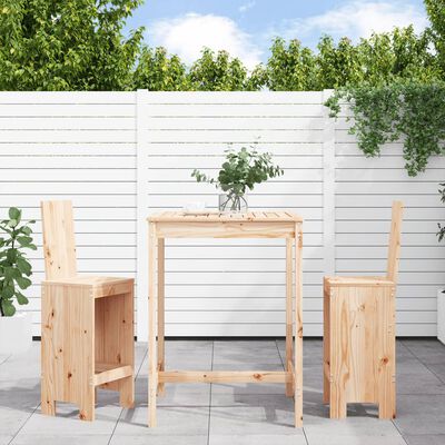 vidaXL Set de mesa y taburetes altos 3 piezas madera maciza de pino