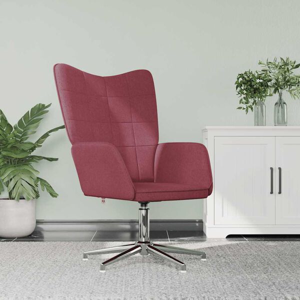 vidaXL Sill&oacute;n de relax de tela color rojo tinto