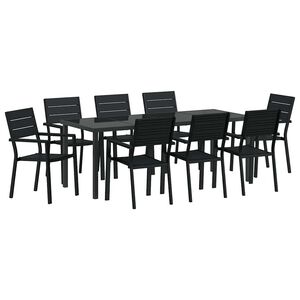 vidaXL Conjunto de Comedor de Jard&iacute;n 9 pcs Negro
