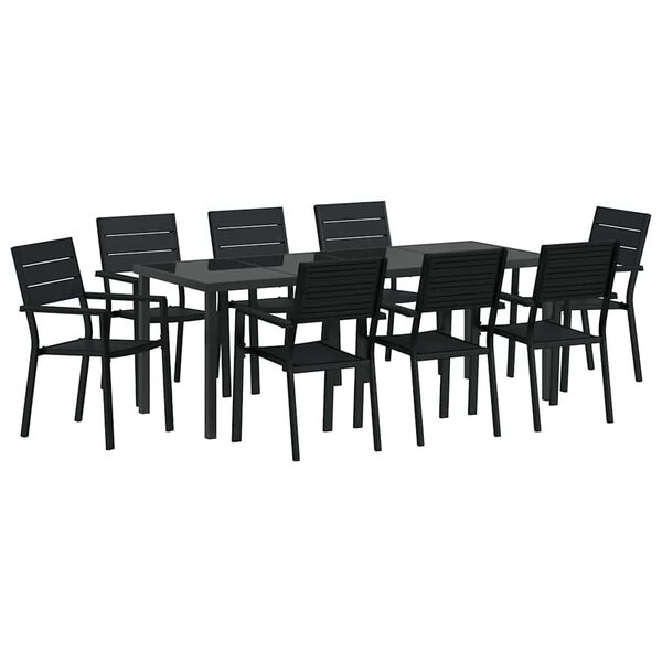 vidaXL Conjunto de Comedor de Jard&iacute;n 9 pcs Negro