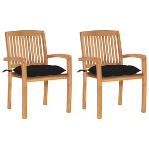 vidaXL Sillas de jard&iacute;n 2 uds con cojines madera maciza de teca negro