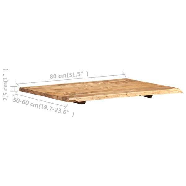 vidaXL Superficie de mesa de madera maciza de acacia 80x(50-60)x2,5 cm