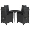 vidaXL Set de muebles jard&iacute;n 5 pzas con cojines rat&aacute;n sint&eacute;tico negro