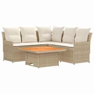 vidaXL Juegos de muebles 4 pcs Beige y Crema Rat&aacute;n sint&eacute;tico