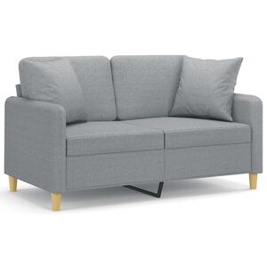vidaXL Sof&aacute; de 2 plazas con cojines tela gris claro 120 cm