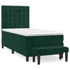 vidaXL Cama box spring con colch&oacute;n terciopelo verde oscuro 90x200 cm