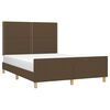 vidaXL Cama sin colch&oacute;n tela marr&oacute;n oscuro 140x190 cm