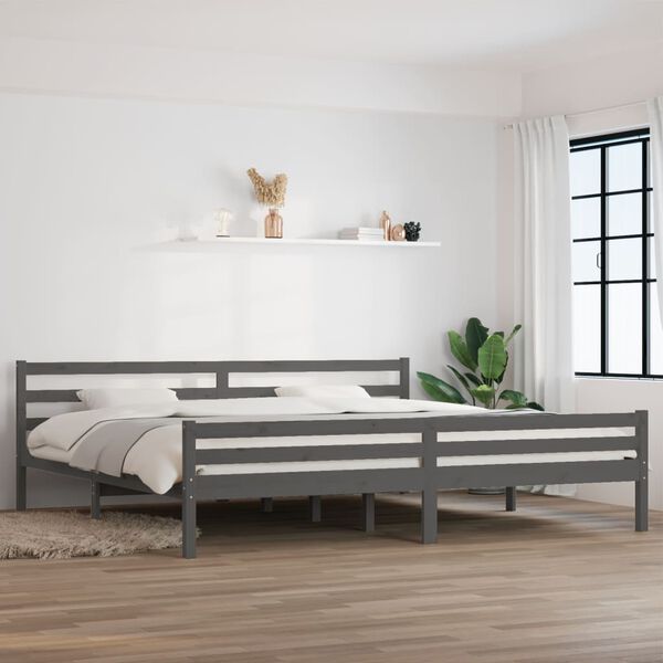 vidaXL Estructura de cama sin colch&oacute;n madera maciza gris 200x200 cm