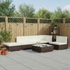 vidaXL Set muebles de jard&iacute;n 6 piezas y cojines rat&aacute;n sint&eacute;tico marr&oacute;n