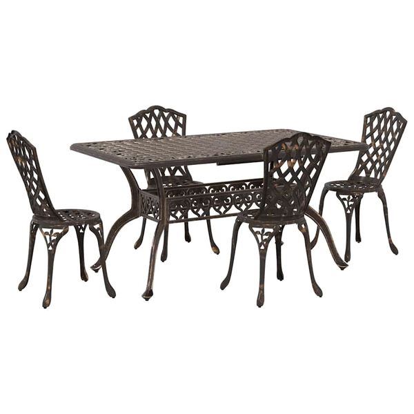 vidaXL Conjunto de Comedor de Jard&iacute;n 5 pcs Bronce Aluminio
