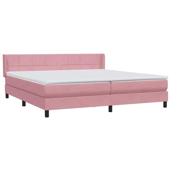 vidaXL Cama box spring con colch&oacute;n terciopelo rosa 180x210 cm