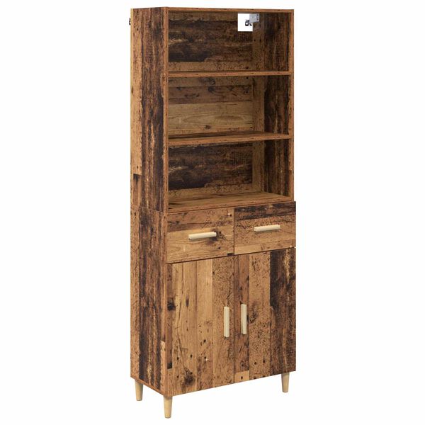 vidaXL Aparador alto con caj&oacute;n Madera envejecida 69,5 x 32,5 x 180 cm