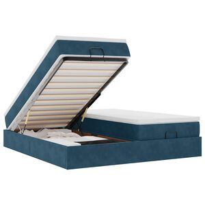 vidaXL Estructura de cama otomana colchones terciopelo azul oscuro