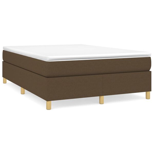 vidaXL Cama box spring con colch&oacute;n tela marr&oacute;n oscuro 140x200 cm
