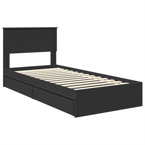 vidaXL Cama con almacenamiento Negro 90 x 190 cm Madera de ingenier&iacute;a